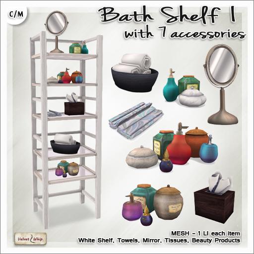 Second Life Marketplace [V/W] Layla Bath Shelf I with accessories 1